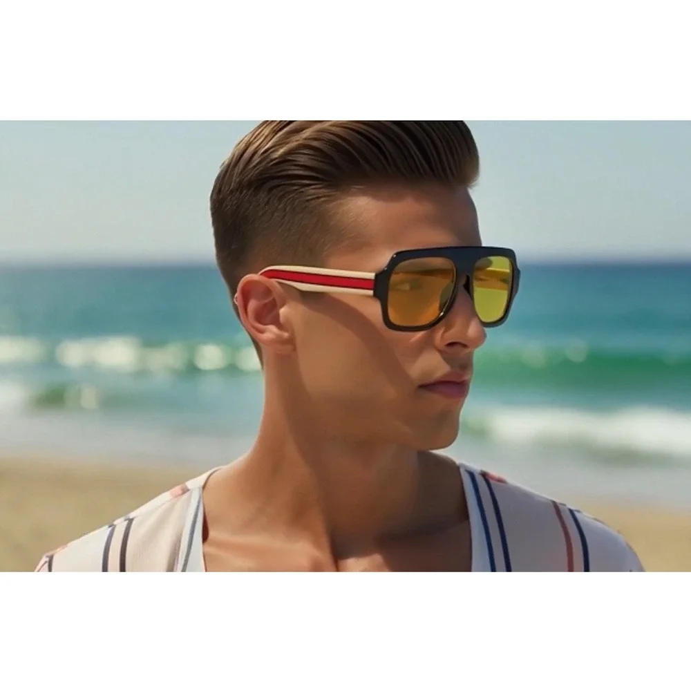 Aviator Sunglasses Yellow Lens Driving‎ Glasses Retro Fashion Men Beach Syle New